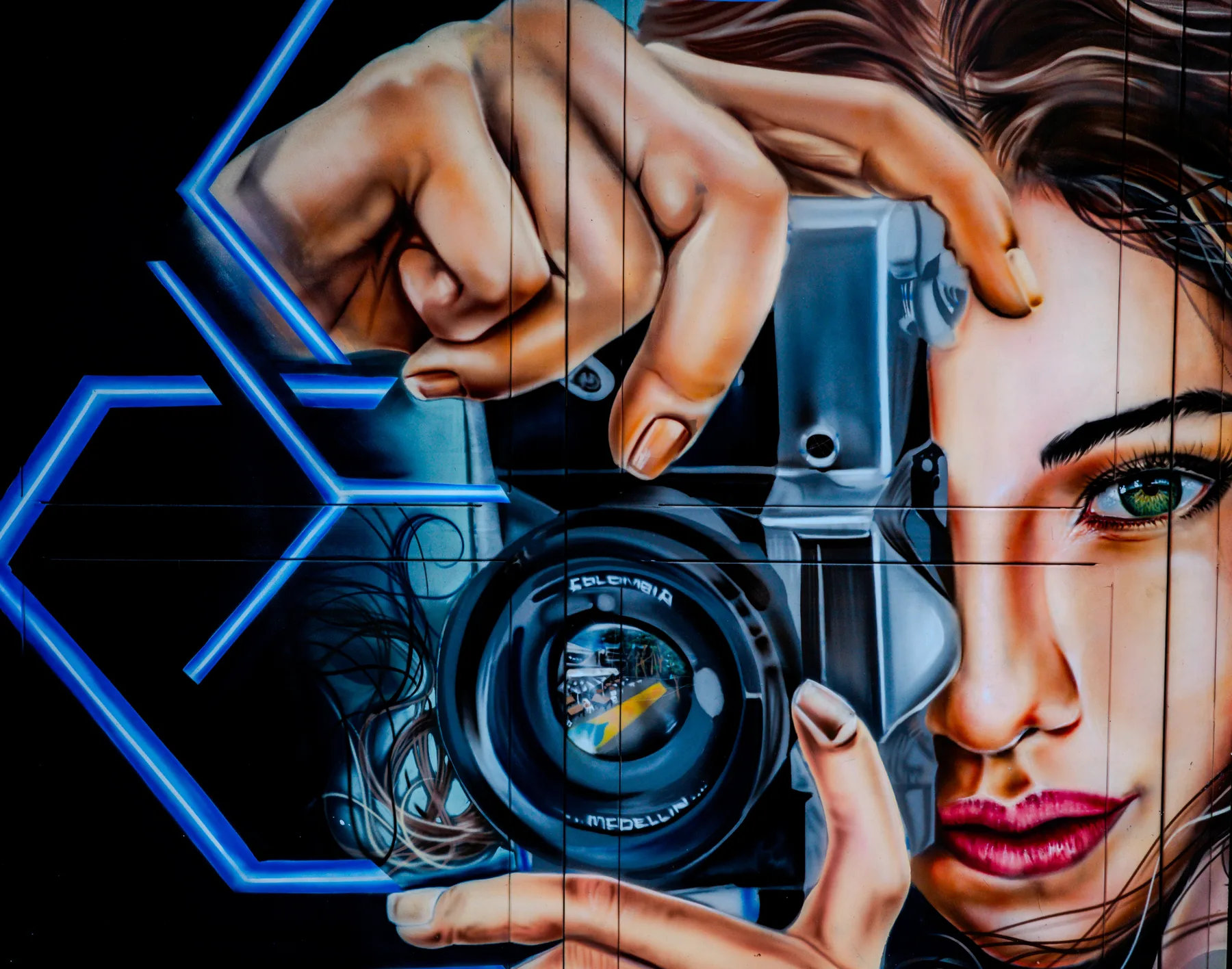Colorful camera mural